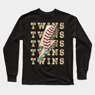 Aesthetic Design Twins Gifts Vintage Styles Baseball Long Sleeve T-Shirt